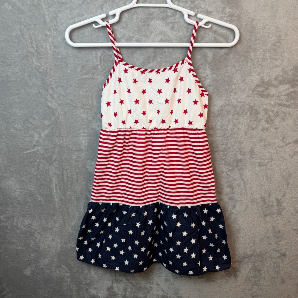 The Childrens Place Dress Girls 14 Red White Blue Stars Stripes Patriotic Summer - Picture 1 of 10